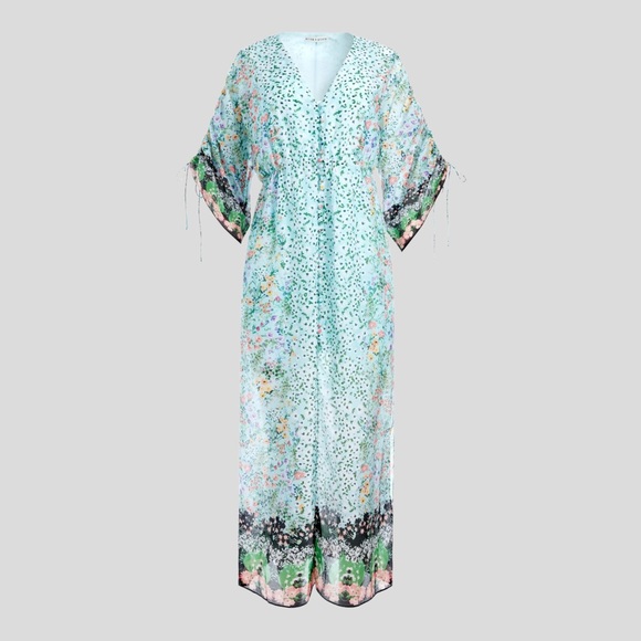 🆕 👗 Alice+Olivia Arlinda Button-Front Kimono Maxi Dress Size: 4 | Color: Multi - Picture 5 of 6